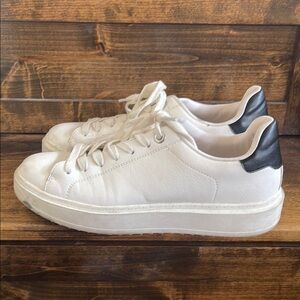 Steve Madden White Leather Sneakers with Black Accents